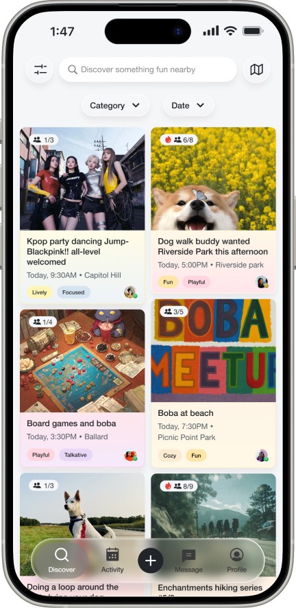 Browsing the activity feed