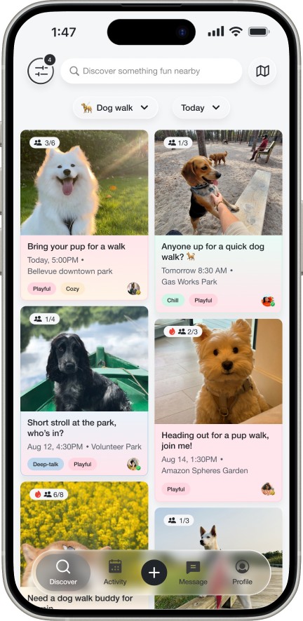 Filtered results in the feed